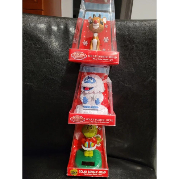 Abominable Snowman Ruldolph The Grinch Solar Activated Bobble Heads - Brand New - Picture 6 of 6